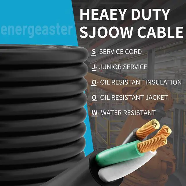 Alt view image 6 of 7 - 50FT 14/3 SJOOW Portable Power Cable, 14 Gauge 3 Conductor (ETL) | 14AWG 300V 15A Bulk Cable, Water & Oil Resistant, for Welder,Generator,Motor Lead,Circuits,EV Car Charger,Speaker Systems
