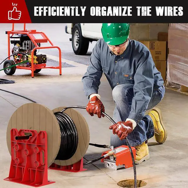 Alt view image 2 of 7 - Multi Purpose Wire Dispenser, Cable/Wire Spool Rack, Wire Spool Caddy, Holds Spools Up to 34" In Diameter, Load Capacity 330 LBS, 1 Pair (Red)