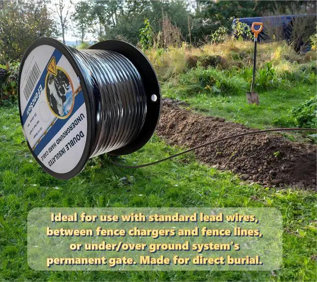 Alt view image 3 of 7 - Electric Fence Double Insulated Underground Cable 12-1/2 Guage / 2.5mm Steel Wire Core, 164 Feet Length, Spooled on Plastic Cable Reel
