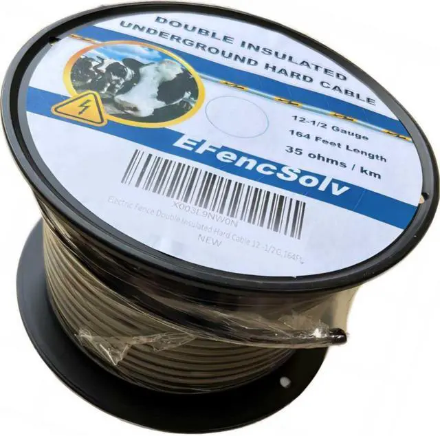 Alt view image 6 of 7 - Electric Fence Double Insulated Underground Cable 12-1/2 Guage / 2.5mm Steel Wire Core, 164 Feet Length, Spooled on Plastic Cable Reel