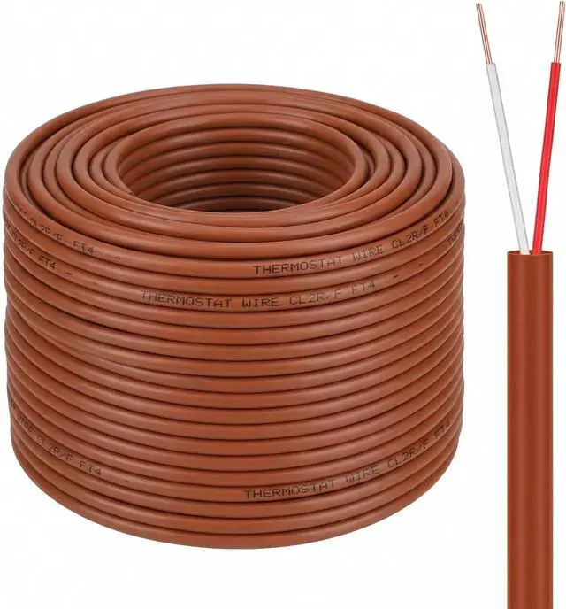 Main image of Buryeah Thermostat Wire Bell Wire Solid Copper Cable 18 Gauge ETL, Power Circuit Cable Moisture, Heat and UV Resistant for Low Voltage Applications Use(18/2,100 ft)