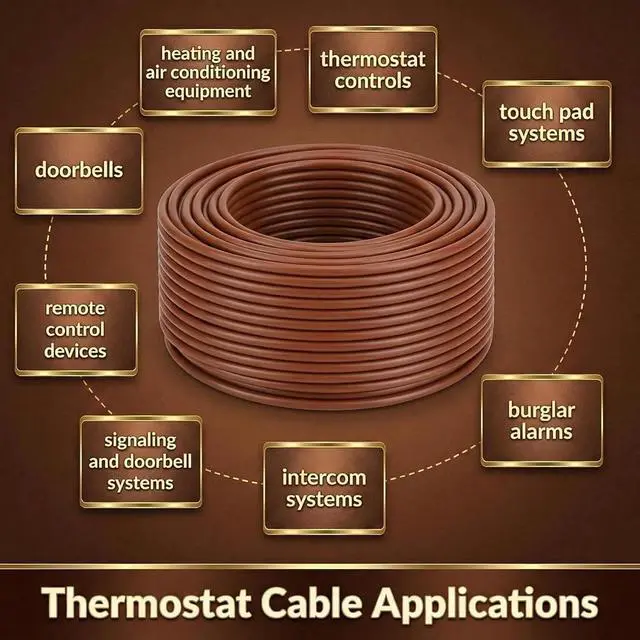Alt view image 4 of 6 - Buryeah Thermostat Wire Bell Wire Solid Copper Cable 18 Gauge ETL, Power Circuit Cable Moisture, Heat and UV Resistant for Low Voltage Applications Use(18/2,100 ft)