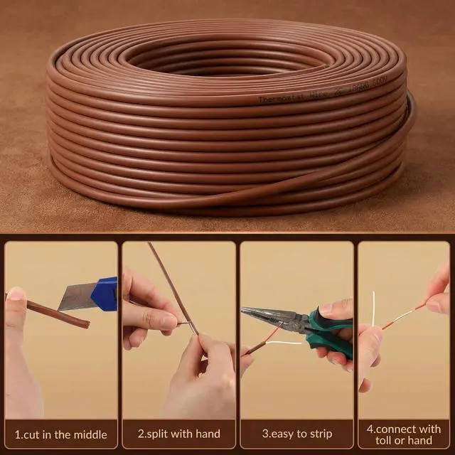 Alt view image 3 of 6 - Buryeah Thermostat Wire Bell Wire Solid Copper Cable 18 Gauge ETL, Power Circuit Cable Moisture, Heat and UV Resistant for Low Voltage Applications Use(18/2,100 ft)
