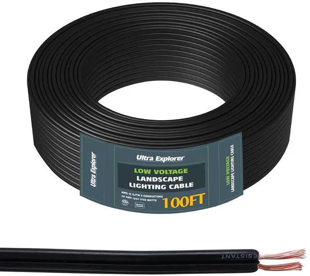 Main image of 16/2 Low Voltage Landscape Lighting Wire, Outdoor Direct Burial Cable, 16 Gauge 2 Conductor, 100 Feet