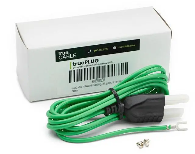Main image of TRUE CABLE Shielded Ethernet Patch Panel Bond & Ground Extension Wire Adapter, NEMA 5-15P 3 Prong Plug, 14 AWG, 6 Foot