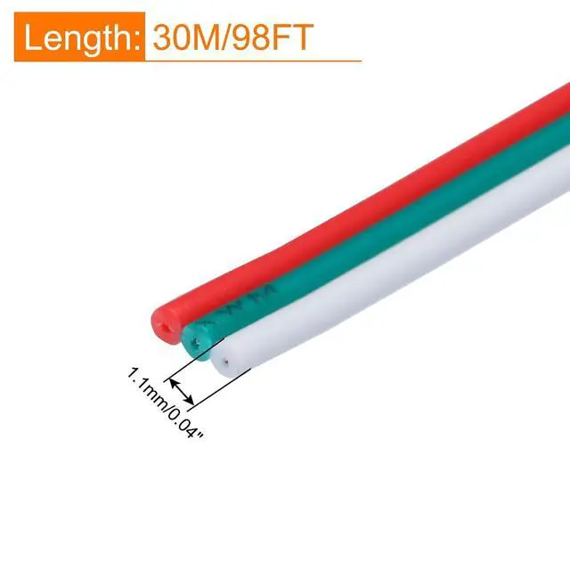 Alt view image 2 of 7 - MECCANIXITY 30 Gauge 3 Conductor Electrical Wire Tinned Copper Cable 98FT Flexible Stranded Hook-up Wire for LED Strips Lamps Residential Wiring Car Circuit