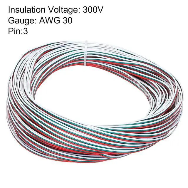 Alt view image 3 of 7 - MECCANIXITY 30 Gauge 3 Conductor Electrical Wire Tinned Copper Cable 98FT Flexible Stranded Hook-up Wire for LED Strips Lamps Residential Wiring Car Circuit