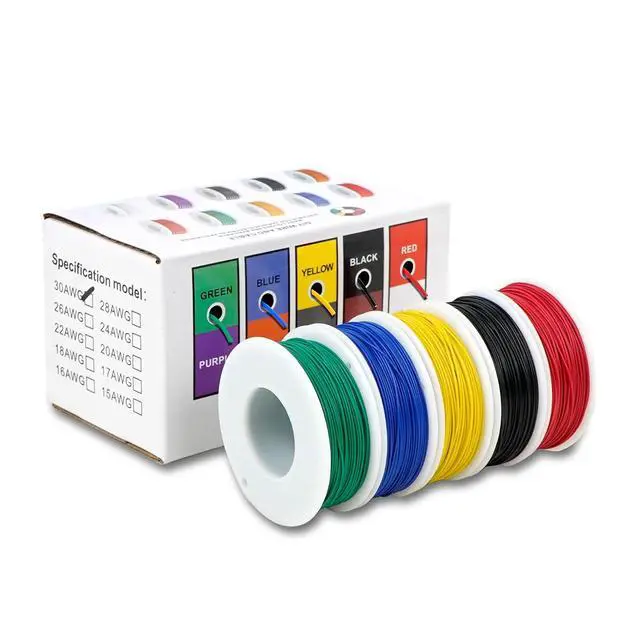 Alt view image 5 of 7 - Treedix 5pcs 164ft Copper Hookup Wire Kit Wrapping 30AWG Cable Jumper Wire Solid Core Tinned Copper Wrapping Wire 5 Color