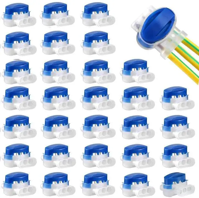 Main image of GWHOLE 30pcs 3-Way Waterproof Wire Connectors for 22-14AWG Cables | Electrical IDC 314-BOX, Self-Stripping, Quick Splice Repair, For Robotic Lawn Mower, Irrigation, Landscape Lighting