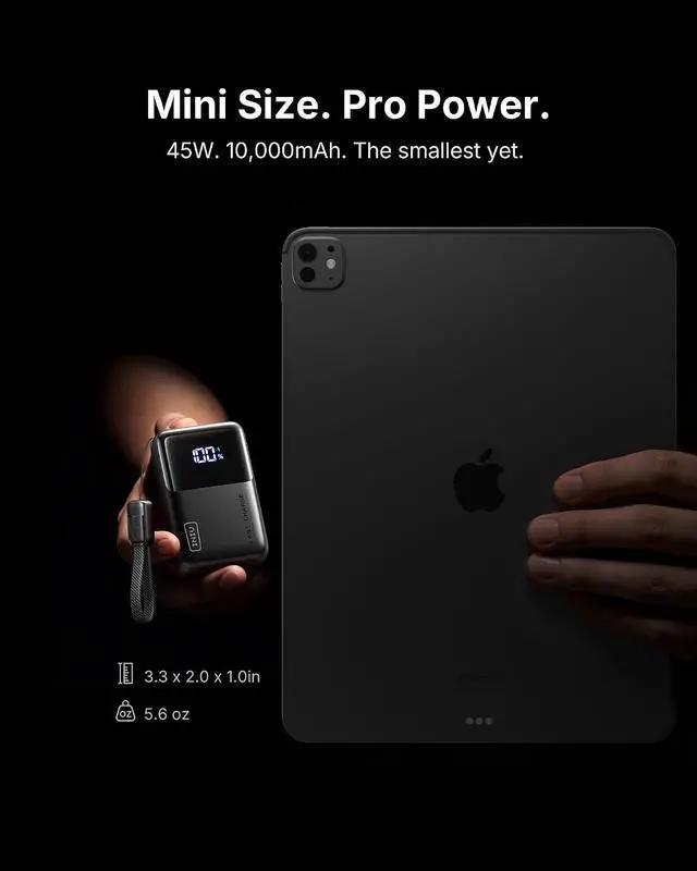 Alt view image 2 of 7 - Portable Charger Ultra Mini 10000mAh 45W Fast Charging Power Bank | Flight-Safe USB-C Cable Travel Essential 45W Battery Phone Pack for iPhone 17 16 S26 Google iPad etc
