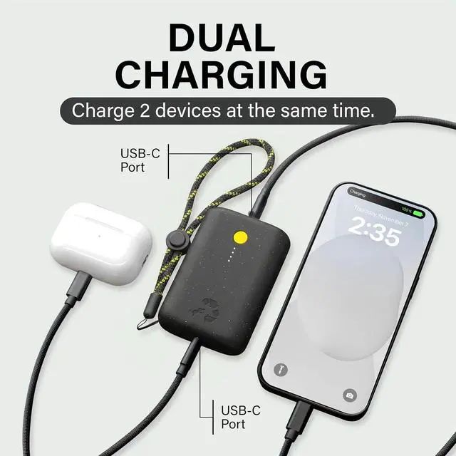 Alt view image 4 of 7 - Nimble Champ Portable Charger, 10000mAh Power Bank Fast Charging, 20W Dual USB-C Battery Pack with Cable, Travel Essential Power Bank for iPhone Galaxy Tablet iPad MacBook