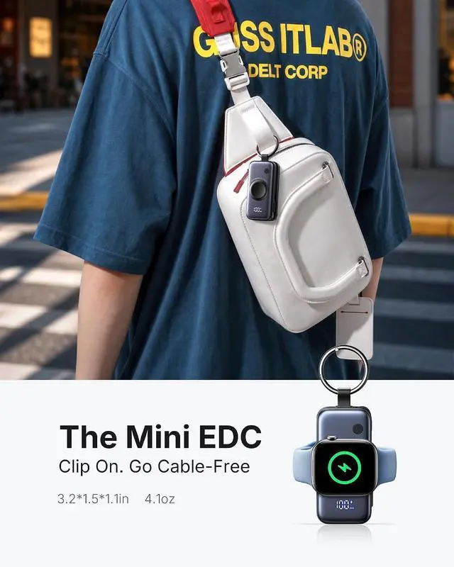Alt view image 2 of 7 - INIU 20W SnapGo Portable Charger, 5000mAh Mini Power Bank for Apple Watch | 20W Fast Charging, Travel Keychain, Built-in USB-C Cable, Flight-Safe, Battery Pack for Apple Watch, iPhone 17 etc