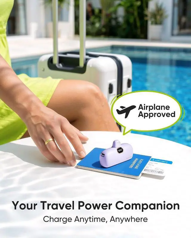 Alt view image 6 of 7 - Kuulaa Portable Charger with Built-in Lightning Cable 5000mAh Small iPhone Fast Charging Mini Portable Phone Charger for iPhone 14/13/13 Pro/12/12 Pro/11/XR/XS/X/8/7/6, Purple