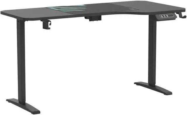 Alt view image 5 of 7 - JWX Dual Motor L Shaped Standing Desk 63, Electric Height Adjustable Gaming Desk with Memory Presets, Child Lock, Sit Stand Reminder, Carbon Fiber Desktop, Cable Management, Cup Holder