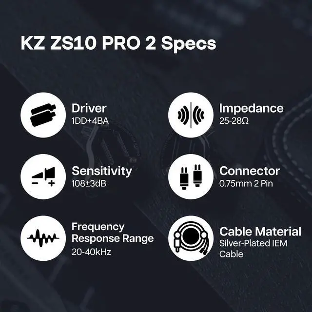 Alt view image 7 of 7 - Linsoul KZ ZS10 PRO 2 in Ear Monitor IEM, 1DD+4BA Hybrid Wired Earbuds, with 4-Level Tuning Switch, 3-Way Crossover Gaming Earbuds, Silver-Plated IEM Cable for Musician Audiophile (Black, with Mic)