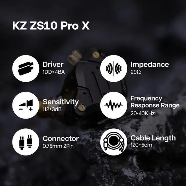 Alt view image 6 of 7 - Linsoul KZ ZS10 PRO X Upgraded 1DD+4BA Hybrid Driver HiFi in Ear Earphones IEM with Alloy Faceplate, Detachable Silver-Plated Recessed 2Pin Cable for Audiophile Musician DJ Stage(with Mic)