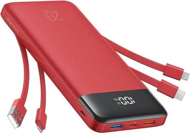 Main image of charmast Portable Charger Built-in Cables, 20000mAh Power Bank 6-Output | Travel Fast Charging Battery Pack for iPhone 17/16/15 Samsung Android, Flight-Approved, Multi-Device, USB-C & USB-A, LED %