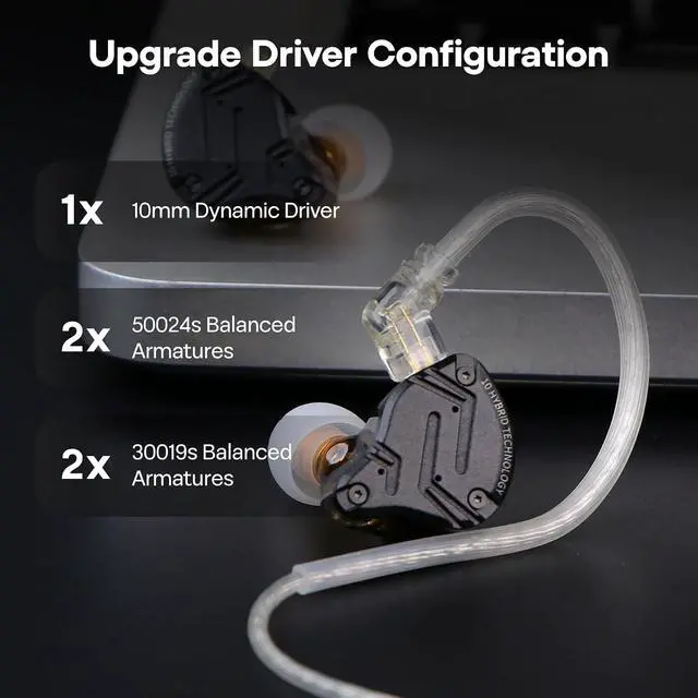 Alt view image 4 of 7 - Linsoul KZ ZS10 PRO X Upgraded 1DD+4BA Hybrid Driver HiFi in Ear Earphones IEM with Alloy Faceplate, Detachable Silver-Plated Recessed 2Pin Cable for Audiophile Musician DJ Stage(with Mic)