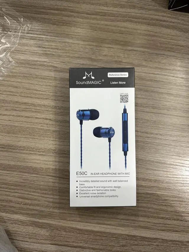 Alt view image 2 of 7 - SoundMAGIC E50C Wired Earbuds, with Mic, in-Ear Monitor, 3.5mm Jack, Blue | Clear bass, Balanced HiFi sound, Noise isolation, Solid alloy shell, Inline mic & remote, Tangle-free cable, Comfortable fit