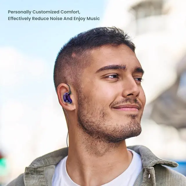 Alt view image 4 of 7 - BASN Triple Driver in Ear Monitors Bmaster in-Ear Headphones with Silver-Plated MMCX Cable Ideal Earphones for Musicians Sound Engineers and DJs (Violet)