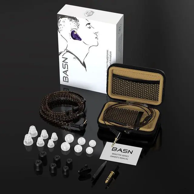 Alt view image 7 of 7 - BASN Triple Driver in Ear Monitors Bmaster in-Ear Headphones with Silver-Plated MMCX Cable Ideal Earphones for Musicians Sound Engineers and DJs (Violet)