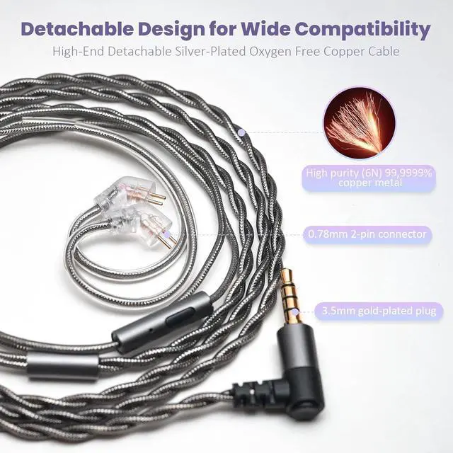 Alt view image 6 of 6 - Hidizs MS1 Galaxy IEM Gaming Earphones - Dual Magnetic Engine for Immersive Gaming Sound Wired Earbuds/Inline Mic/Detachable 2-Pin Cable, 3.5mm Plug