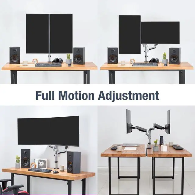 Alt view image 7 of 7 - AVLT Dual Stacked Monitor Arm Desk Mount for 13-27" Screens - Silver | Supports flat/curved/ultrawide screens up to 19.8 lbs each. Smooth gas spring, VESA 75x75/100x100 and cable management