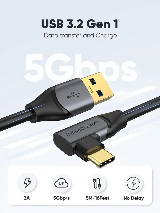 Alt view image 3 of 7 - CableCreation 16-Feet USB to USB-C 3.1 Cable, VR Headset Accessory,5 Gbps | USB to USB C 3.1 Link Cable Compatible with Meta Quest Pro/Quest3/Quest2/Pico4, Highly Speed ,5 Meters