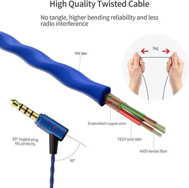 Alt view image 5 of 7 - SoundMAGIC E80C Wired Earbuds, with Mic, Wide Soundstage, 3.5mm Jack, Blue | Built-in mic for calls, Immersive soundstage, Deep accurate bass, Comfortable fit, Durable alloy shell, Tangle-free cable