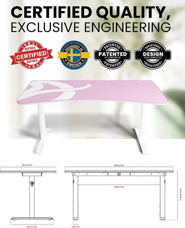 Alt view image 2 of 7 - Arozzi Arena Ultrawide Curved Gaming and Office Desk with Full Surface Water Resistant Desk Mat Custom Monitor Mount Cable Management Cut Outs Under The Desk Cable Management Netting - Pink