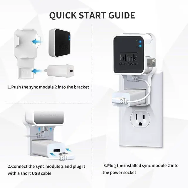 Alt view image 7 of 7 - 256GB Blink USB Flash Drive & Wall Mount for Blink Sync Module 2 with Short Cable - Save Space - No Messy Wires - Easy Move Mount Bracket Holder for Blink Outdoor Indoor Security Camera (1 Pack)