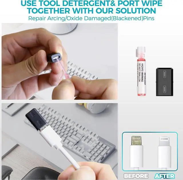 Alt view image 3 of 7 - Charging Port Cleaning Tool for iPhone, JiaTeums Cleaning and Repair Kit for iPhone and Airpod,Cell Phone,Laptop PC USB C Type C Charging Slot and Lightning Data Cable (Black)