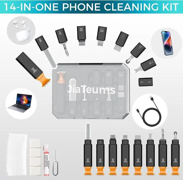 Alt view image 7 of 7 - Charging Port Cleaning Tool for iPhone, JiaTeums Cleaning and Repair Kit for iPhone and Airpod,Cell Phone,Laptop PC USB C Type C Charging Slot and Lightning Data Cable (Black)