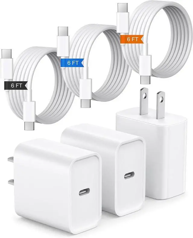 Main image of iPhone 17 16 15 Charger Fast Charging 3+3Pack Type C Charger USB C Chargers Block with 6FT Cable for iPhone Air/17/17 Plus/17 Pro/17 Pro Max/16/16 Plus/16 Pro/16 Pro Max/15/15 Pro Max/iPad Pro