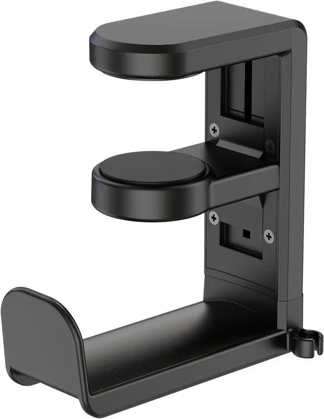 Main image of EURPMASK Rotating Headphone Stand - PC Gaming Headset Holder, Adjustable Clamp-on Under Desk Hanger With 360 Degree Swivel & Cable Clip Organizer - Black
