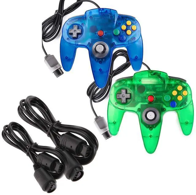 Main image of miadore 2 Pack Classic N64 Controllers (Jungle Green/Blue) Bundle with 2 Pack 6FT N64 Controller Extension Cable