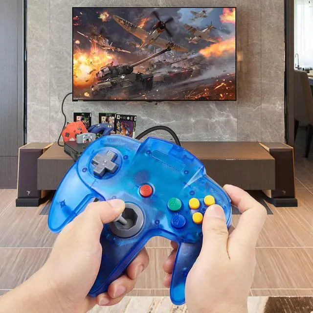 Alt view image 4 of 7 - miadore 2 Pack Classic N64 Controllers (Jungle Green/Blue) Bundle with 2 Pack 6FT N64 Controller Extension Cable