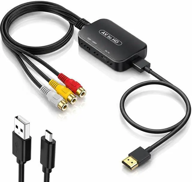 Main image of RCA to HDMI Converter, AV to HDMI Adapter with RCA & HDMI Cables, Supports 720P/1080P PAL/NTSC for PS1, PS2, PS3, N64, Wii, Xbox, STB, VHS, VCR, DVD & Blu-ray Players