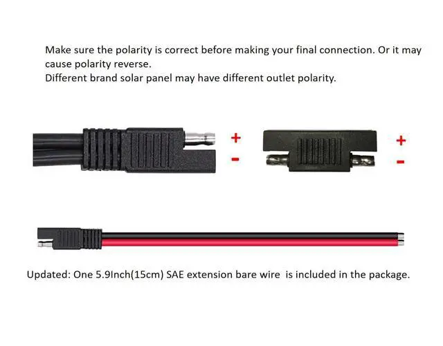 Alt view image 6 of 7 - Solar Panel Connectors 10AWG Compatible with MC-4 Solar Connecter to SAE Adapter PV Extension Cable Wire for RV Caravan Solar Panels Battery Charger kit with Two SAE to SAE Polarity Reverse Adapters