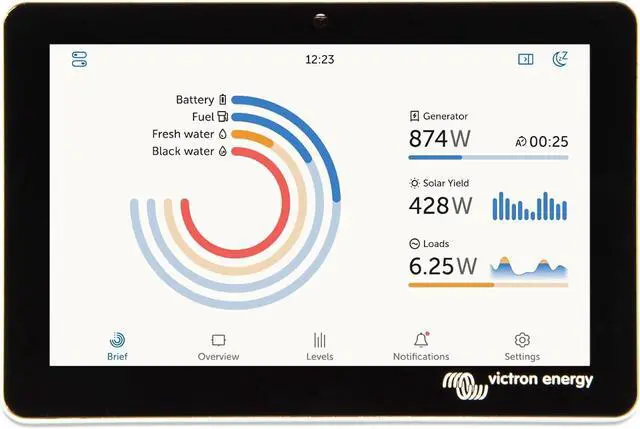 Main image of Victron Energy GX Touch 70 Display Screen for Cerbo GX - 7-Inch | Waterproof Touchscreen for System Monitoring and Control, Easy Mounting with Bolted Installation, HDMI Cable Included