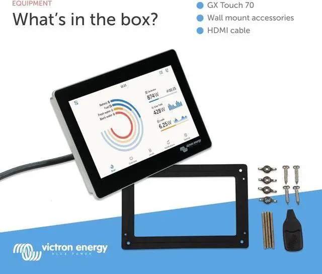 Alt view image 4 of 6 - Victron Energy GX Touch 70 Display Screen for Cerbo GX - 7-Inch | Waterproof Touchscreen for System Monitoring and Control, Easy Mounting with Bolted Installation, HDMI Cable Included