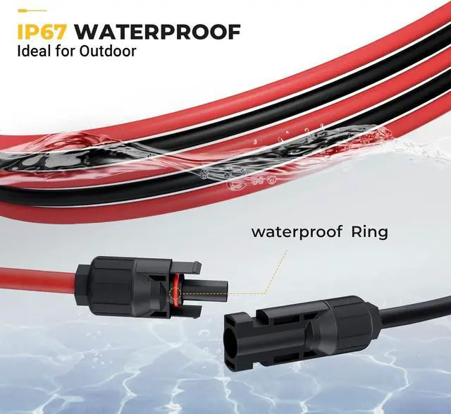 Alt view image 4 of 7 - BougeRV 20 Feet 10AWG Solar Extension Cable with Female and Male Connector with Extra Pair of Connectors Solar Panel Adaptor Kit Tool (20FT Red + 20FT Black)