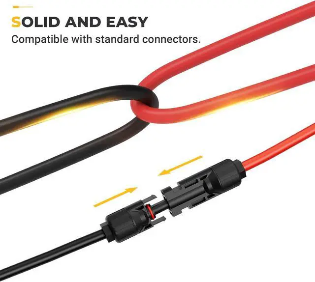 Alt view image 5 of 7 - BougeRV 20 Feet 10AWG Solar Extension Cable with Female and Male Connector with Extra Pair of Connectors Solar Panel Adaptor Kit Tool (20FT Red + 20FT Black)