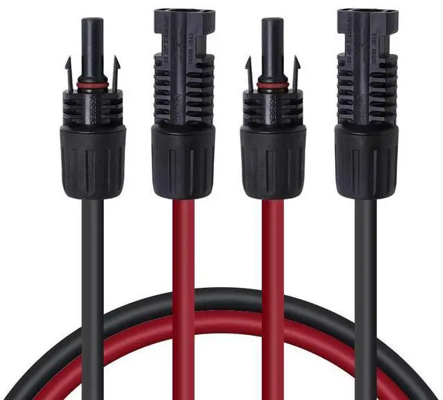 Main image of Renogy 20FT 12AWG Solar Extension Cables, M&F Connector, Black&Red, 1 Pair | MC4 Wire Cord, IP65 Waterproof, UV Protection for Solar Panel Off-Grid Solar System, TUV Tested