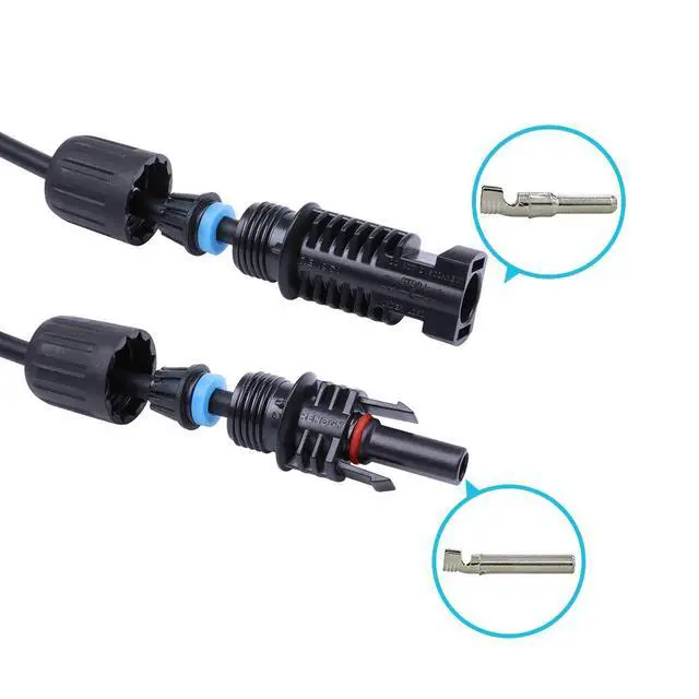 Alt view image 4 of 6 - Renogy 20FT 12AWG Solar Extension Cables, M&F Connector, Black&Red, 1 Pair | MC4 Wire Cord, IP65 Waterproof, UV Protection for Solar Panel Off-Grid Solar System, TUV Tested