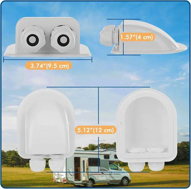 Alt view image 5 of 7 - RESTMO 2 Pack IP68 Waterproof Solar Cable Entry Gland | Weather Resistant Dual Cable Entry Housing for Solar Panels of RV, Caravan, Marine, Boat, Cabin, White