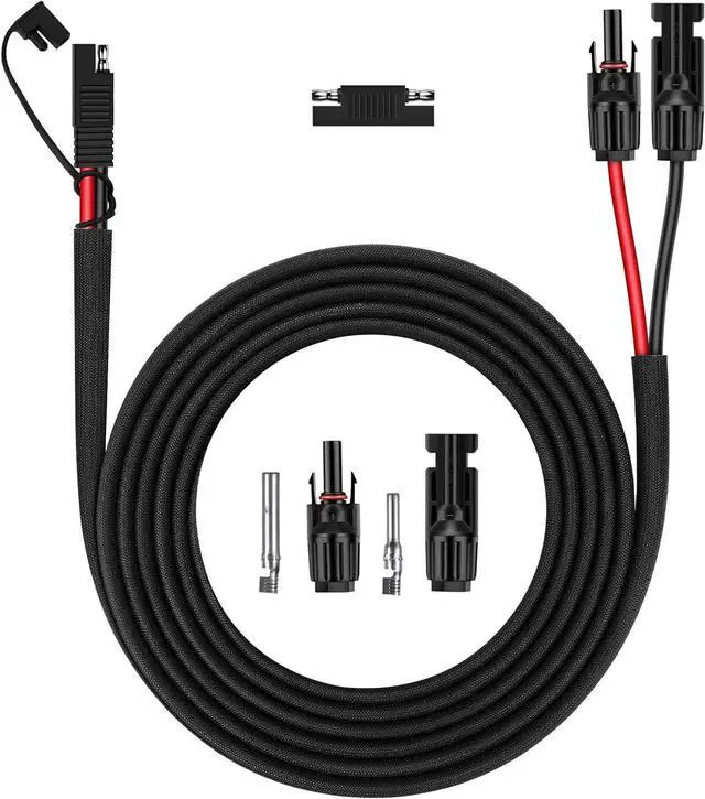 Main image of iGreely Solar Panel Connector Cable,10AWG SAE to Male & Female Adapter PV Extension Cable Wire for RV Solar Panel DC Power Battery Charger with SAE Polarity Reverse Adapter 3.1M/10Ft Black