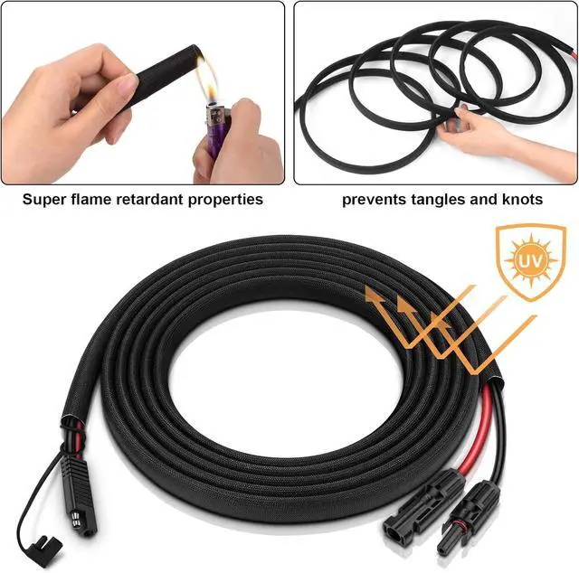 Alt view image 3 of 7 - iGreely Solar Panel Connector Cable,10AWG SAE to Male & Female Adapter PV Extension Cable Wire for RV Solar Panel DC Power Battery Charger with SAE Polarity Reverse Adapter 3.1M/10Ft Black