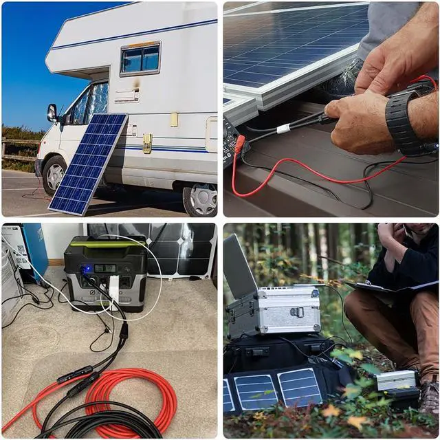 Alt view image 6 of 7 - iGreely Solar Panel Connector Cable,10AWG SAE to Male & Female Adapter PV Extension Cable Wire for RV Solar Panel DC Power Battery Charger with SAE Polarity Reverse Adapter 3.1M/10Ft Black