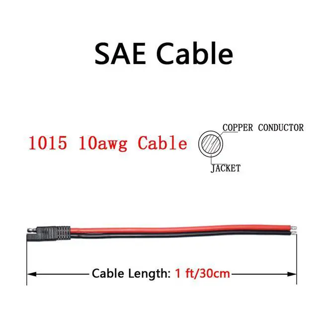 Alt view image 6 of 7 - 10AWG SAE Connector Extension Cable, 2Pack Quick Disconnect Plug, 30cm/1ft Solar Panel SAE Plug